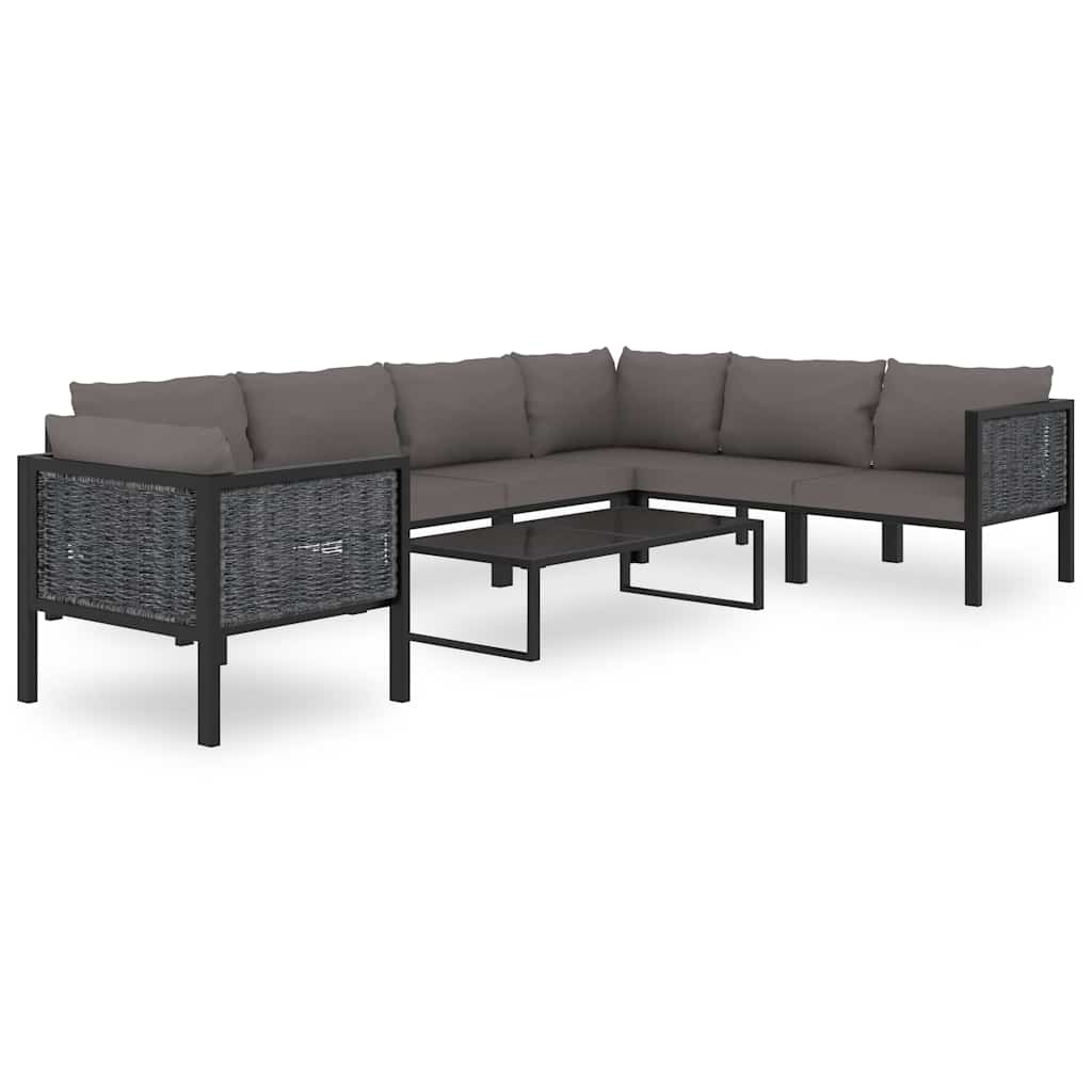 Corner Sofa Unit with Left Armrest Poly Rattan Anthracite