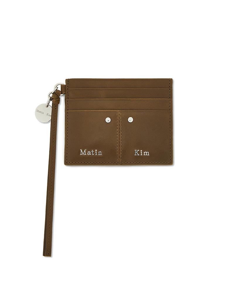 Matin Kim Steel Logo Rivet Card Wallet In Olive