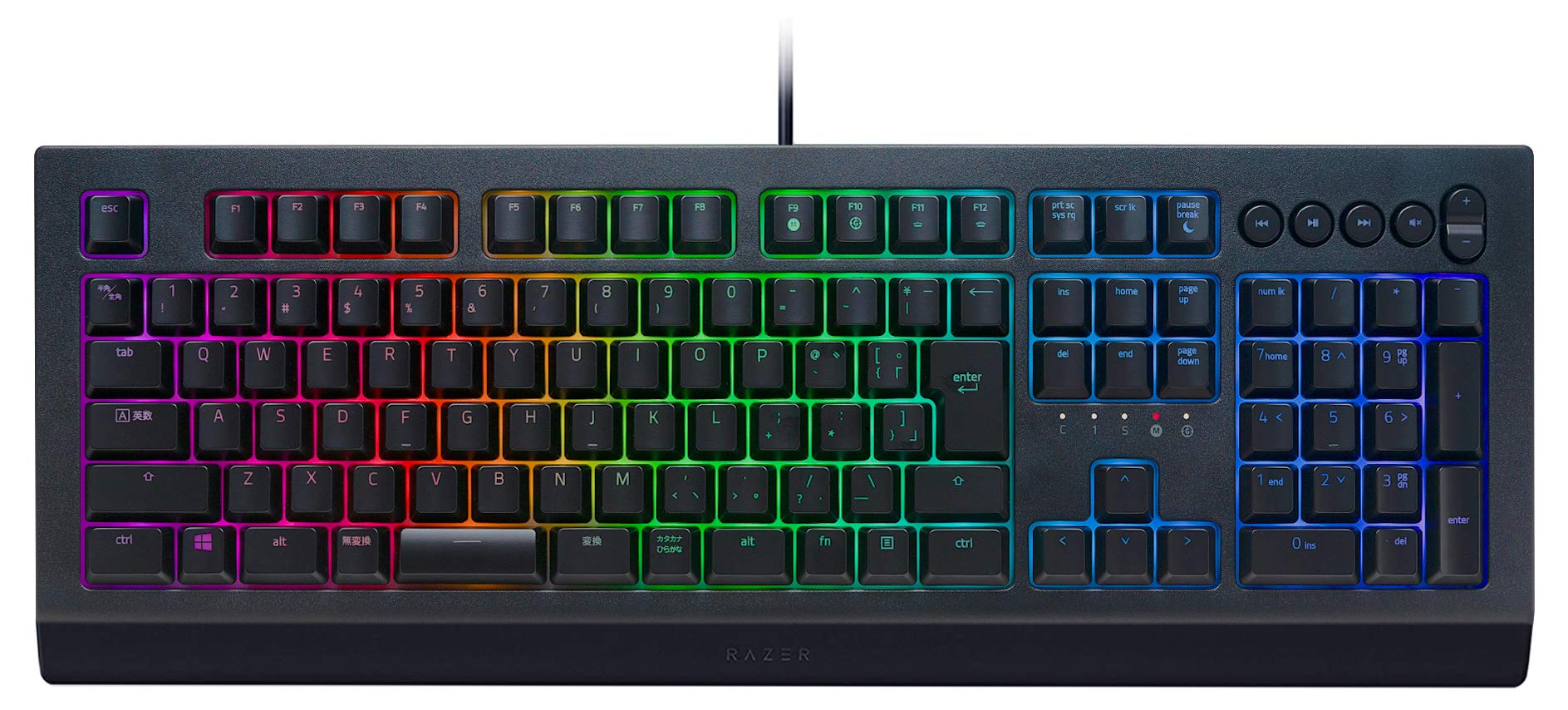 

Ігрова клавіатура Razer Cynosa V2 JP, японська розкладка, мембрана, тихі окремі клавіші з підсвічуванням, Chroma RGB, дизайн, захищений від бризок Авторизований дистриб’ютор чорний