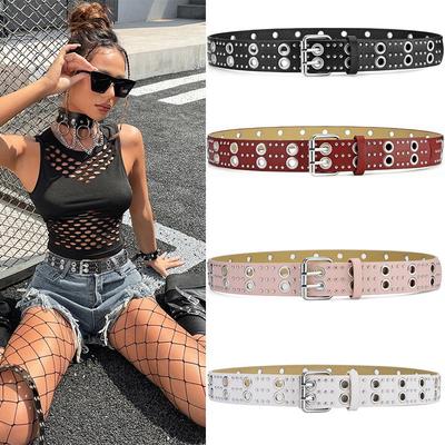 Women's European Punk Rivet Eyelet PU Belt - Trendy Decorative Jeans Accessory