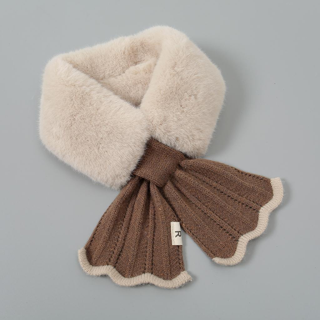 Winter Scarf Women Warm Thicken Solid Color Faux Rabbit Fur Plush Cross Collar Shawl Elegant Warm Soft Comfortable Scarf