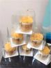 Cheese Mousse square plastic box Cupcake transparent cake case with Handle Wedding Favors Packaging casket baking accessories