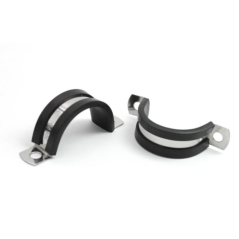 2Pcs 8-50MM 304 Stainless Steel Rubber Lined U Clips Cable Mounting Hose Pipe Clamp Mikalor