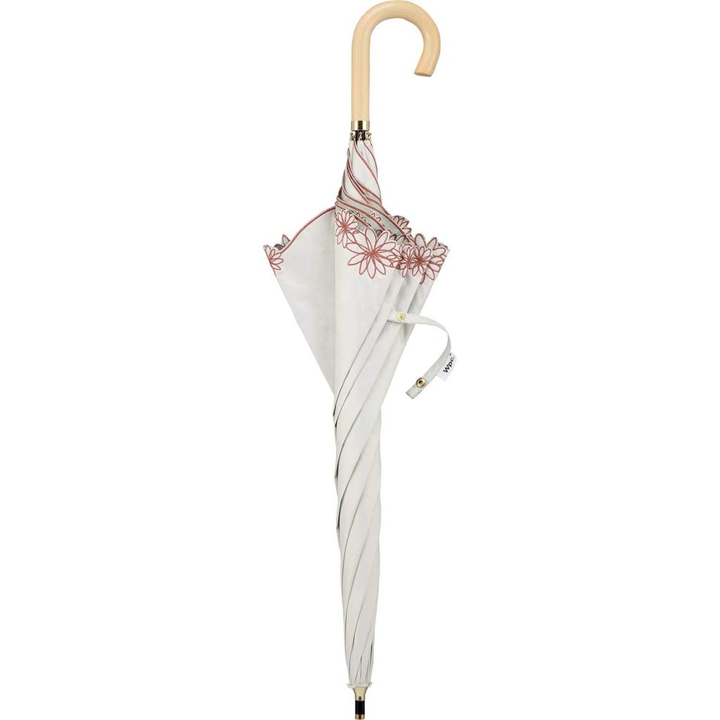 Cúpula Parasol Borde Flor Luz UV UPF Adecuado para el Sol y 55 cm de Longitud Floral Elegante y Producto Wpc. Patrón de Mujer, Blanco Crudo, Bloqueo del 100%, 100%