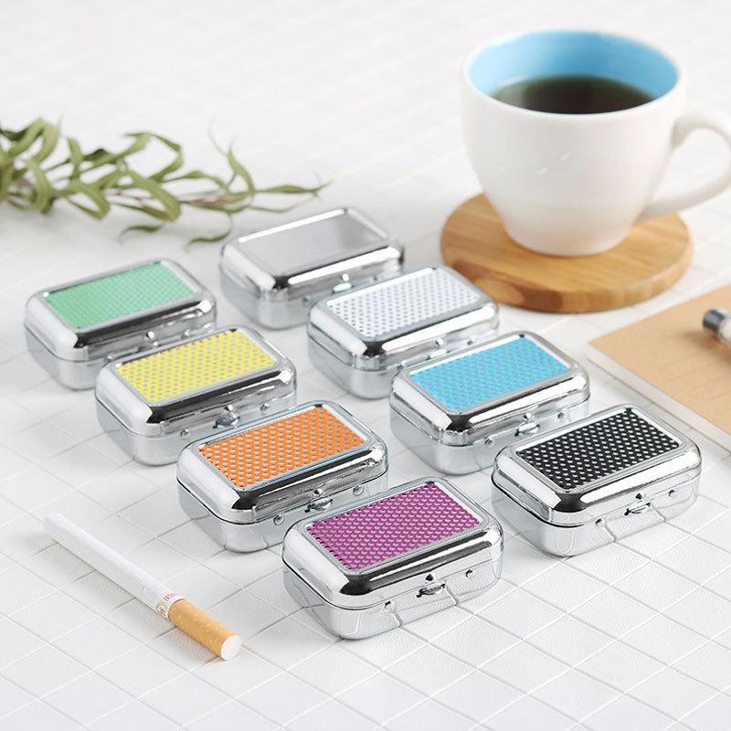 Portable Pocket Ashtray with Lid, Stainless Steel Metal Car Ash Tray, Mini Travel Cigarette Ash Holder for Outdoor Use