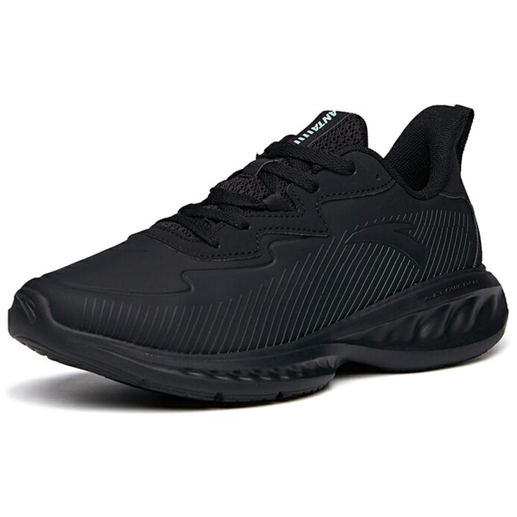 New Anta Cushioning Breathable Lightweight Wear Resistant Coverage Slip Resistant Low Top Running Shoes Men's Pure Black 112135568-10