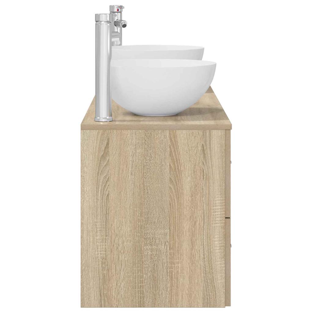 Bathroom Cabinet Set 3 pcs Sonoma Oak 129 x 41 x 80 cm