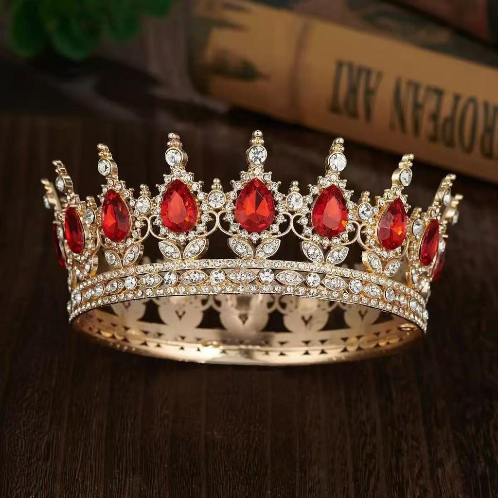 Halloween Round Crown Headwear Bride's Wedding Dress Crown Accessory Birthday Hair Crown Heavy Industry Hair Accessory  Updo Accessory