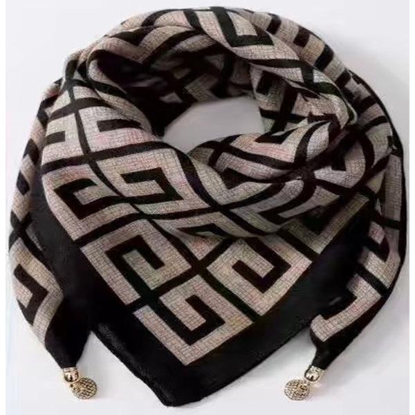 65.65 Magnetic Buckle Silk Scarf Women'S Square Scarf Winter Lazy Pendant Scarf Scarf Neck Decoration Fashionable And Versatile