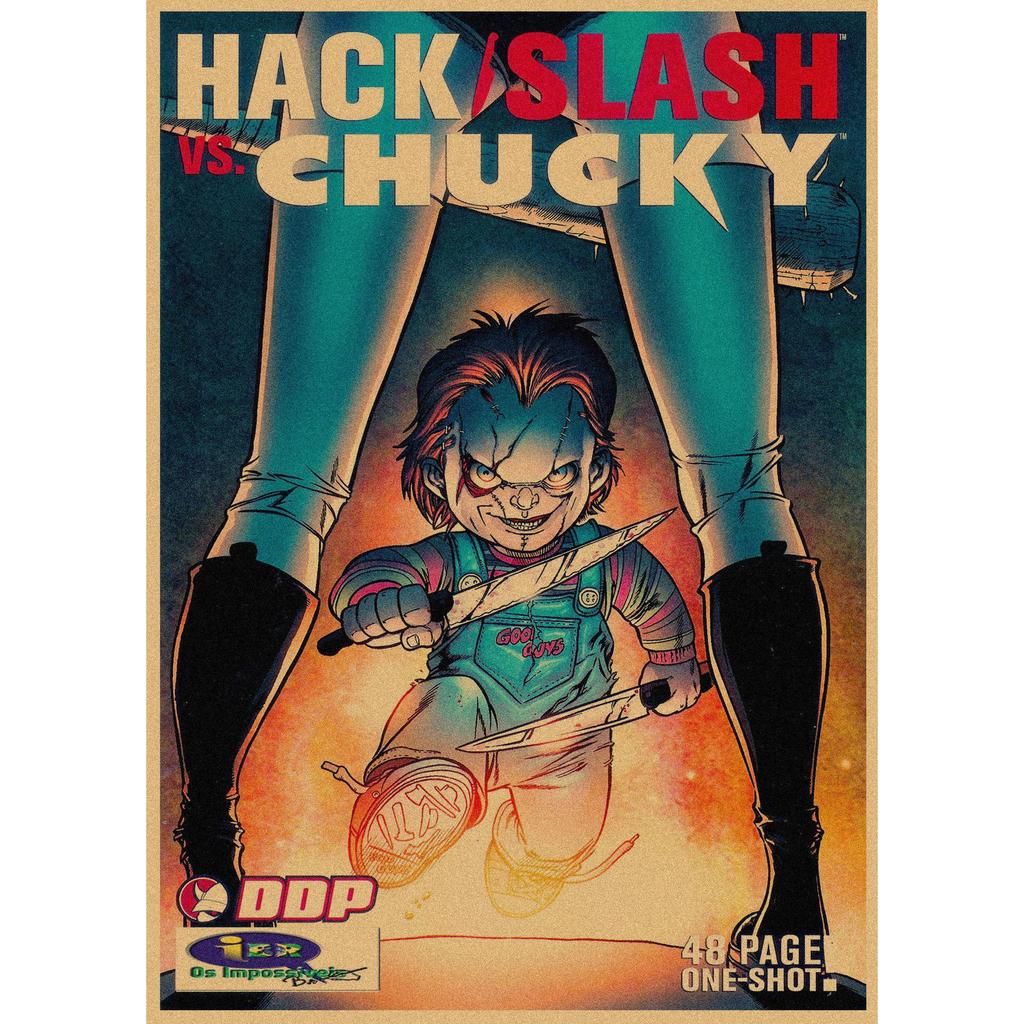 Bambola Assassina Chucky: Poster Cinematografico Retrò La Sposa di Chucky - Carta Kraft Decorazione Murale