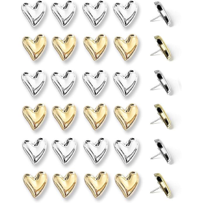 30 pcs - Heart Decorative P, Gold Cute P for Bulletin Board, Office or Home (30Pcs-Gold)