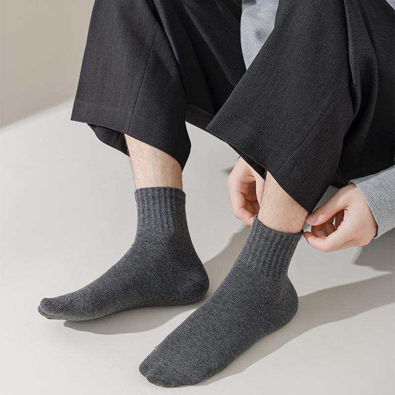 5 Pairs of Men's Autumn Cotton Sweat Absorbing Breathable Deodorizing Tube Socks