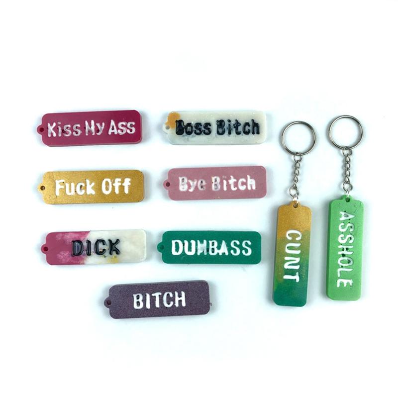 Shiny English Alphabet Keychain Silicone Epoxy Resin Mold DIY Keychain Pendant Jewelry for Luggage Tags Bag Accessories