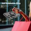 For iPhone 16 Magnetic Case Rotate Ring Kickstand PU Leather+PC+TPU Back Cover