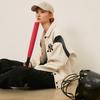 New MLB MONOGRAM Collection New York Yankees Baseball Jacket Unisex Dark Cream 3AJPM0444-50CRD
