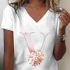 Pink Sakura 26 Alphabet Fashion Casual Tops Unisex Cherry Blossom Lover Vneck Short Sleeve Tshirt Letter R Floral Gift Clothing