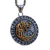 Nordic Viking Wolf Head Rune Titanium Steel Pendant Men's Long Fashion Stainless Steel Necklace