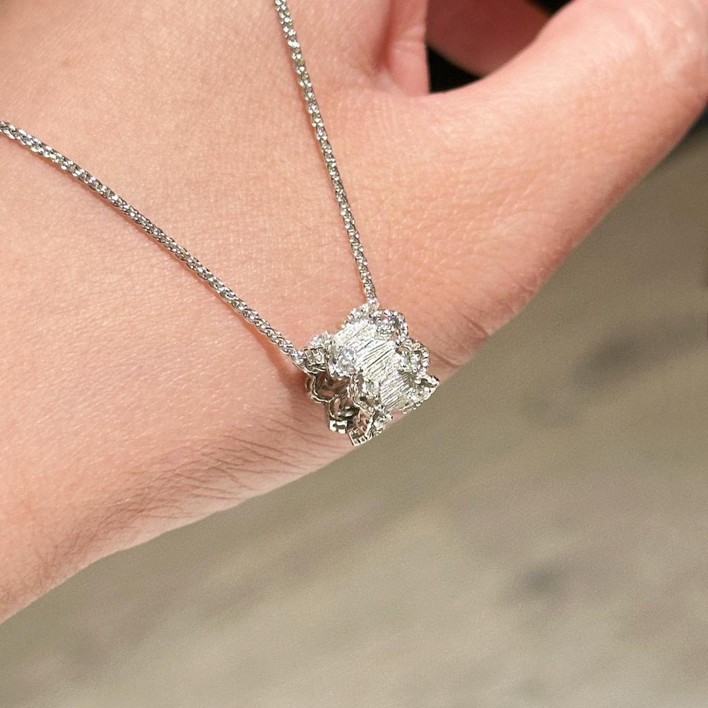 Neuer Vintage 100% Reiner 925 Sterling Silber Anhänger Pavé AAA Zirkonia Mattierte Spitze Halsketten Für Frauen Hochzeits Schmuck