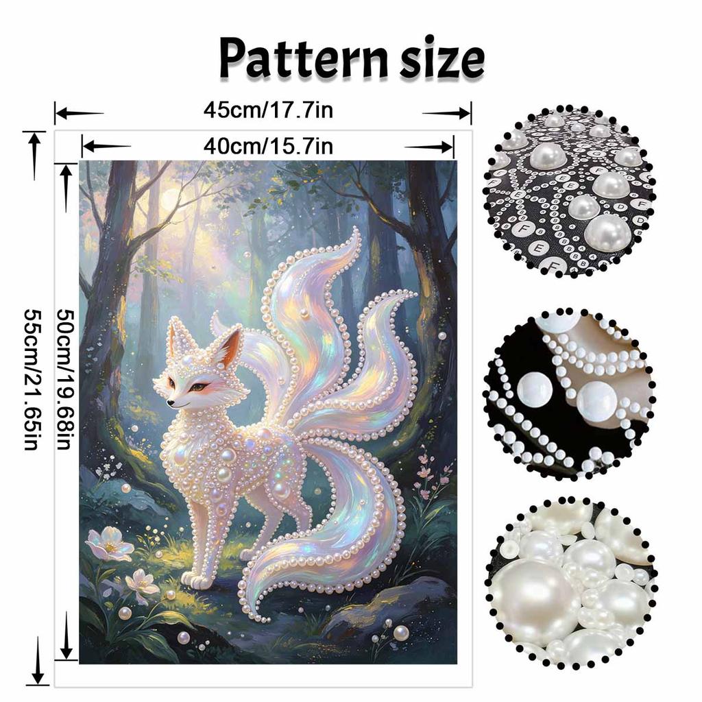 Framed Pearl Painting Kit NineTailed Fox DIY 3D Bead Canvas Art Creative Leisure Craft Home Decoration for Wall Decor Art Projects Hobby