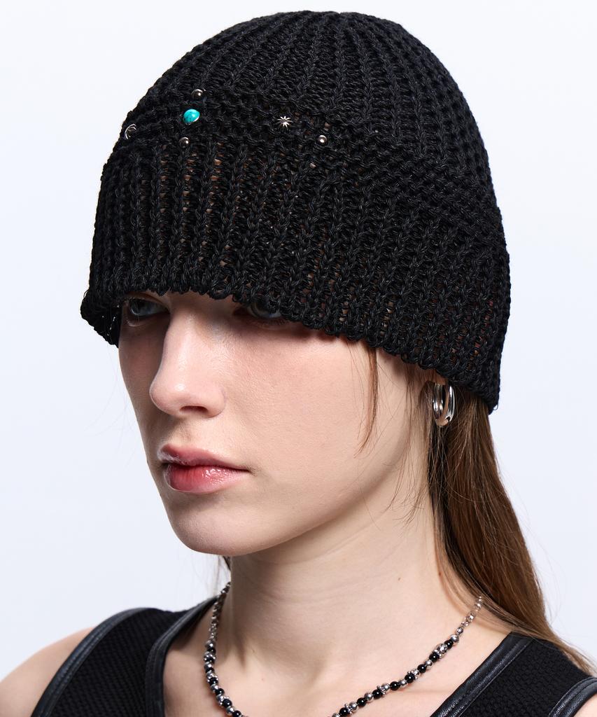 Aleseueseussi Cross Rivet Beanie - Black