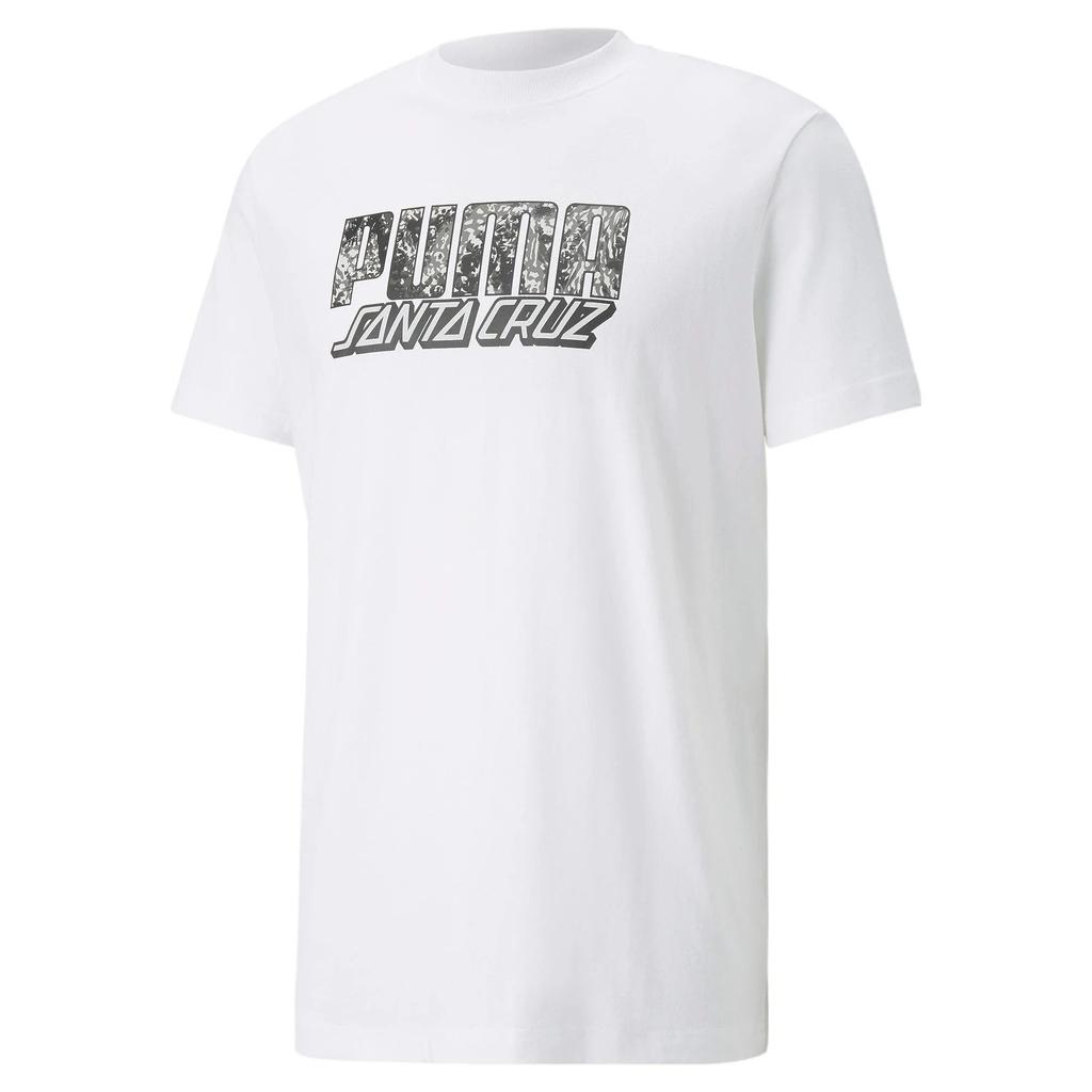 PUMA X Santa Cruz T Shirts Men's White Crew Neck Moderate Straight Fit 532243-02