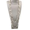 Long Pearl Necklace with Double-Sided Enamel Camellia Pendant, Coquette Aesthetic Y2K Minimalist French Chic Versatile Layering Chain for Women