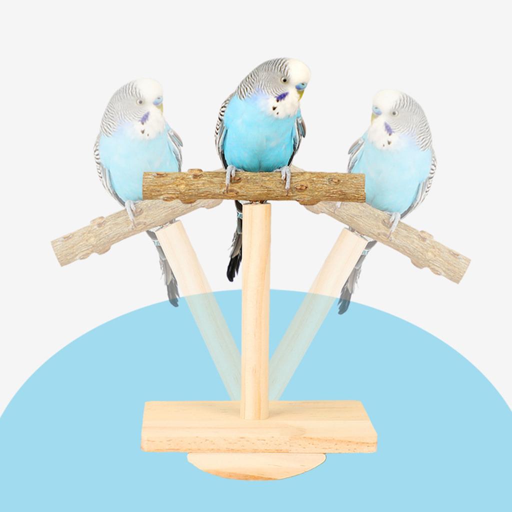 Parrot Rocking Stand Bird Toy Prickly Ash Wood Interactive Spinning Perch for Small To Medium Parrots
