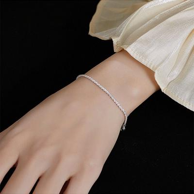 Temperament Elegant Simple Metal Bracelet Silver Gravel Beaded Thin Chain Bracelet Geometry Hand Jewelry Shining Bracelet Women