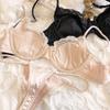 Summer Women Lingerie Set French Sexy Lace Ultra Thin Bra Set Silk Fabric Comfort Adjustable Strap Bralette Thongs Underwear Set