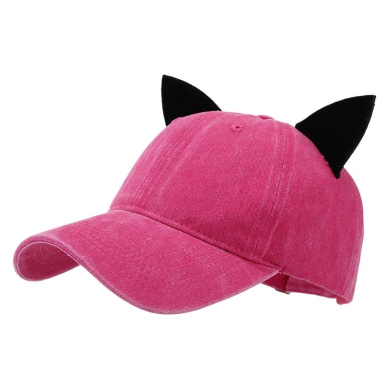Cats Ear Baseball Hat for Girls Women Kitten Ears Casual Hat for Sports Gym Mountain Camping Hat Outdoor Activity