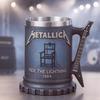 Metallica 3D Relief Kaffeetasse, Zahnradförmiger Sockel & Elektrische Gitarre Griff, Premium Harz & Stahlkrug für Metalheads
