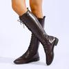 European beautiful women's boots women's high boots square heel knight boots autumn and winter solid color new belt buckle