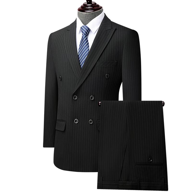 Men's Double-Breasted Slim Fit Suit Set