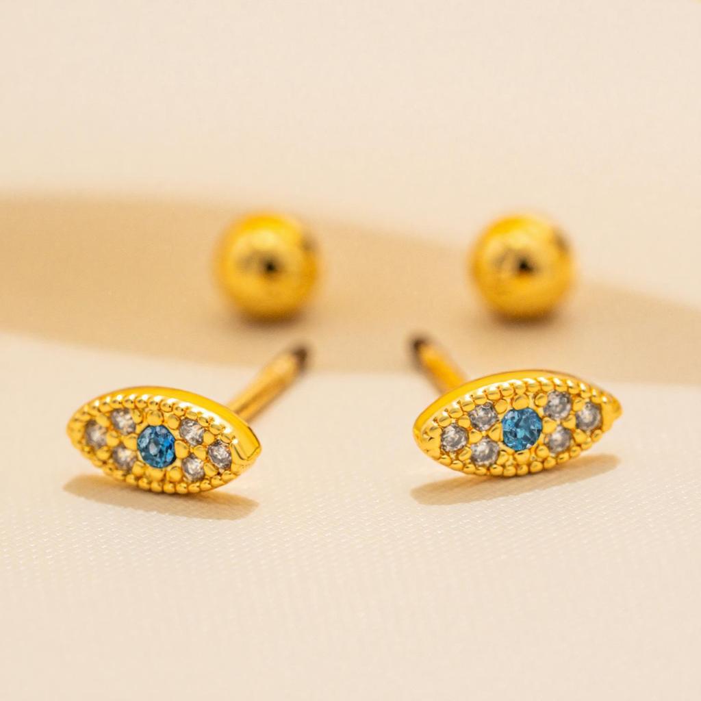 Micro-Paved Teufelsauge Diamant-Steckohrringe für Damen, Luxuriöses Gefühl, Hypoallergen, Schraubverschluss.
