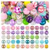 AEE2-100Pcs 20Mm Beads For Pens Rhinestone Beads Bubblegum Beads For Pens Beadable Keychains DIY Craft Pen Jewelry Making