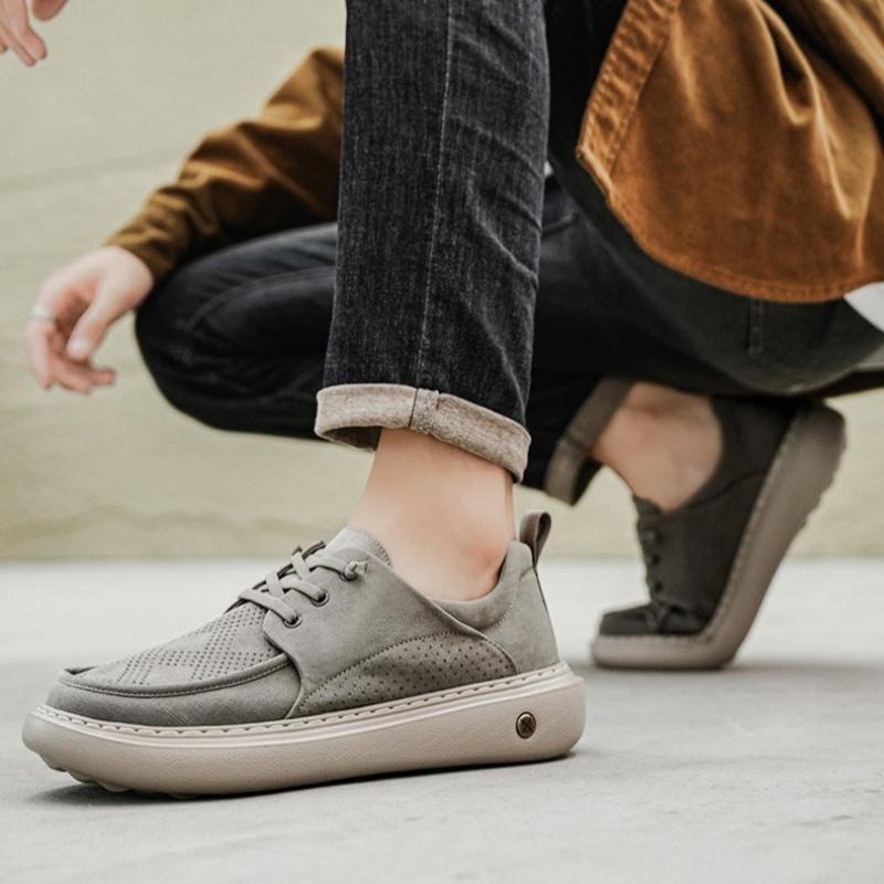 Fashion 2025 New Men's Shoes Retro Pu Breathable Loafers Black, Gray,camel Color Casual Driving Shoe Soft-soled Anti-slip Flat Shoes Men