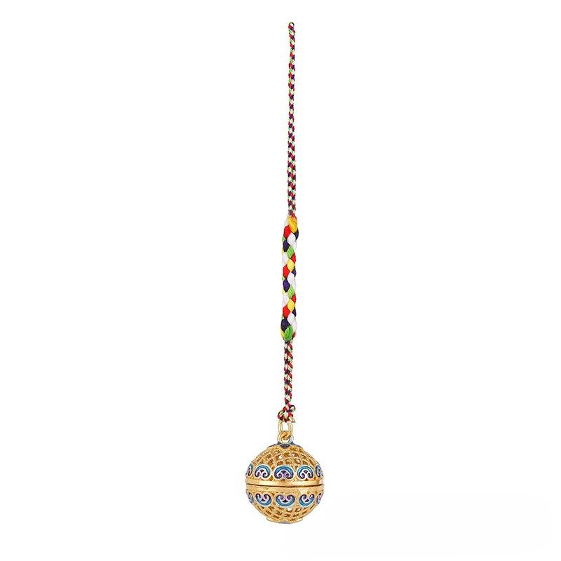 Hollow Sachet Ball Pure Copper Mobile Phone Chain Pendant Portable Aromatherapy Ancient Style Hanfu Xiangmu Palace Bell Cloisonne Pendant