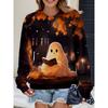 Womens Casual Hoodie With 3D Halloween Print Round Neck Lightweight Breathable Fabric