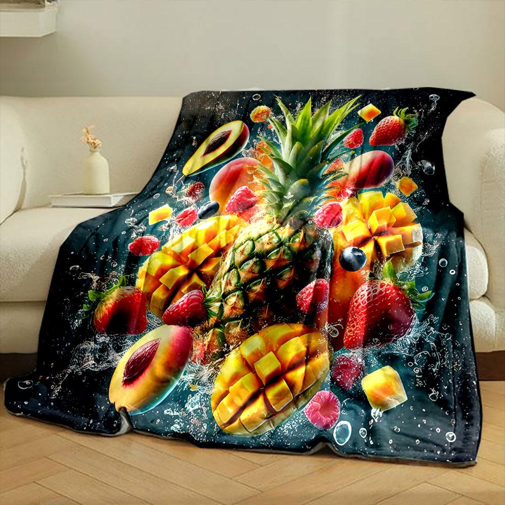 Tropical Fruits Splash Design print blanket soft and cozy perfect for the living room bed sofa or a nap,gift