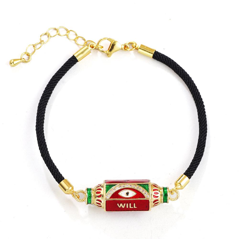 JMXD Punk Vintage Bracelet with Micro-inlaid Zircon Candy Hexagon Enamel Evil Eye Letter Colorful Trendy Fashion Stylish Unisex Jewelry