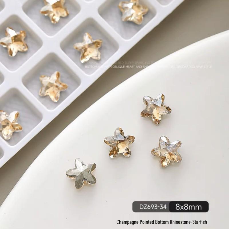 K9 Champagne Nail Art Rhinestone Jewelry - High Quality Irregular Crystal, Fat Square, Water Drop, Heart-Shaped Decorations