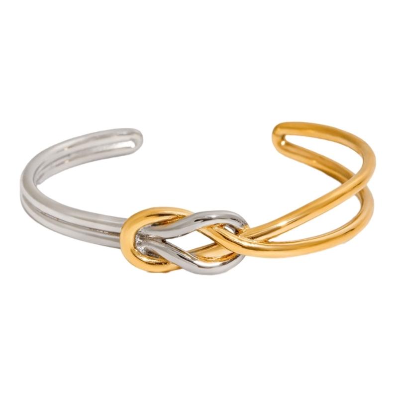 Unique Knot Design Stainless Steel Adjustable Opening Bracelet For Women Men Lightweight Jewelry Accessory