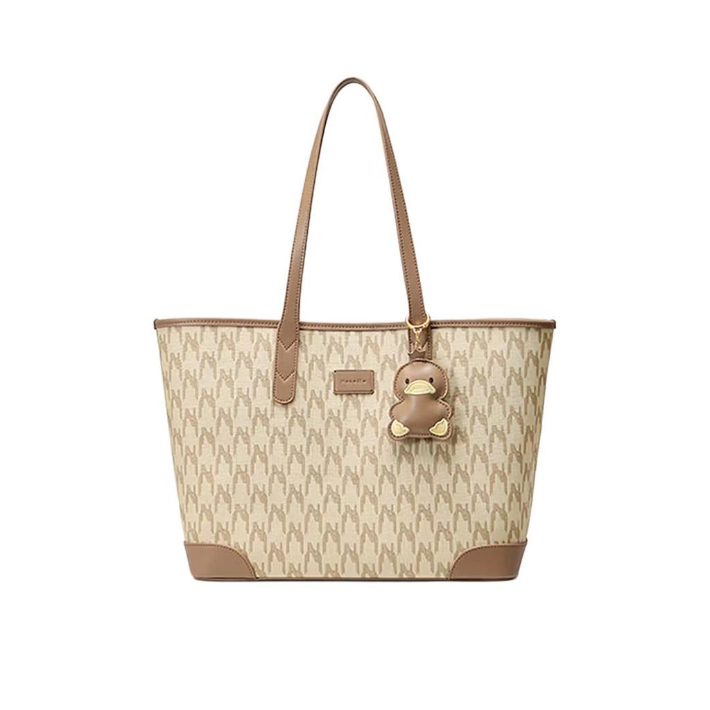 NUCELLE Women's Handbag, Tote Bag, Large Capacity, Commuter Shoulder Bag, Brown, Medium Size