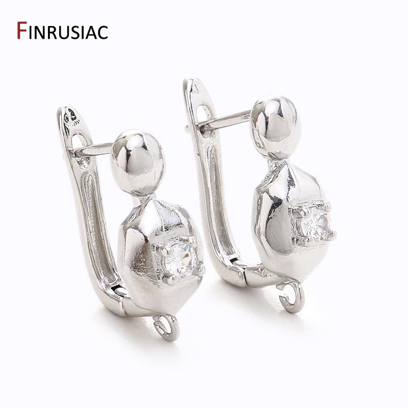 18K Gold Plated Brass Earring Fixtures,Zircon Shvenzy Ear Wire Earring Hooks For DIY Earring Jewelry Making Supplies Accessories