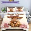 3PC Custom Name Cow Leopard Print Glasses Bedding Set Printed Bedding Set Duvet Cover Closure Includes 1 Duvet Cover & 2 Pillowcases for All Seasons B