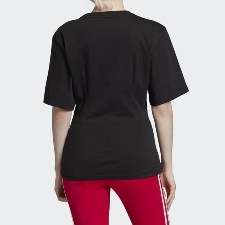 Adidas Originals Striped Retro Sports Style T-Shirt Women Tops Black EC0932