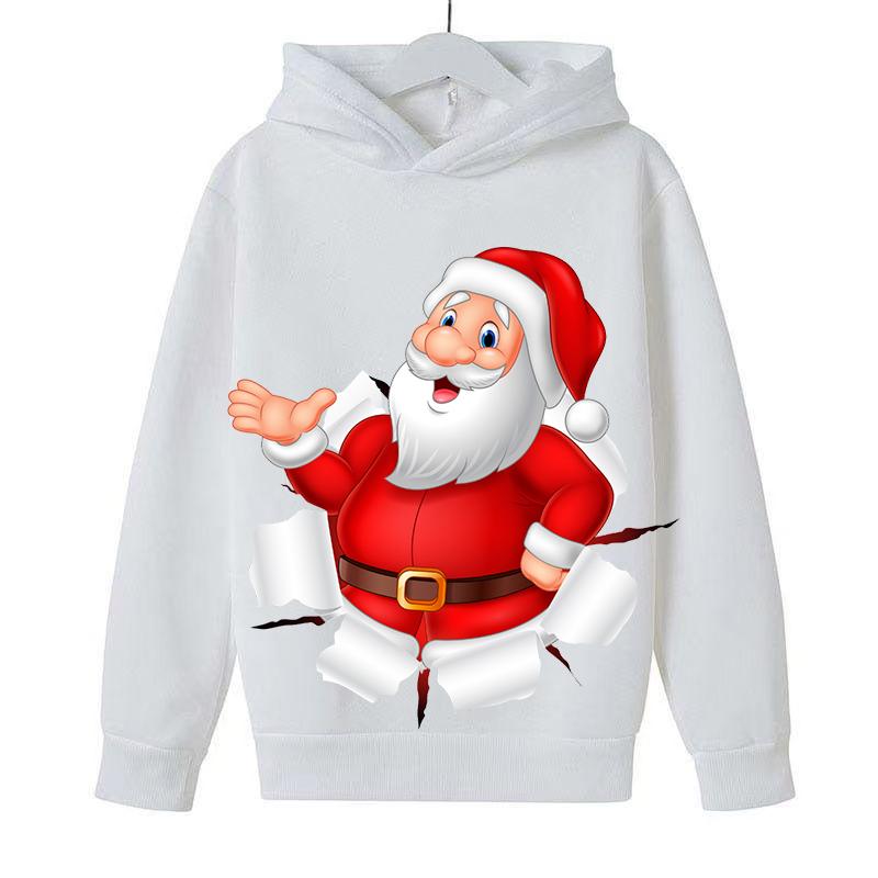 Comfortable Autumn Winter Sweatshirts Christmas Cartoon Fashion Santa Claus Printed Clothes Children's Clothing Boys Girls Hoodies