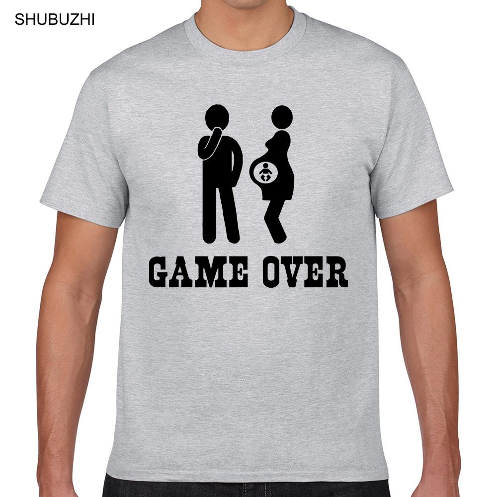 Tops T Shirt Men pregnant game over Funny White Print Male Tshirt cotton tshirt men summer fashion tshirt euro size S