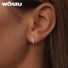 WOSTU 925 Sterling Silver European Simple CZ Ear Buckles Heart Hoop Earrings for Women Wedding Gift Minimalism Jewelry E737