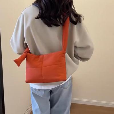 Fashion Quilted Crossbody Bag Nylon Padded Puffer Shoulder Bag Quilted Woven Hobo Bag Small Square Bag for Women KTB